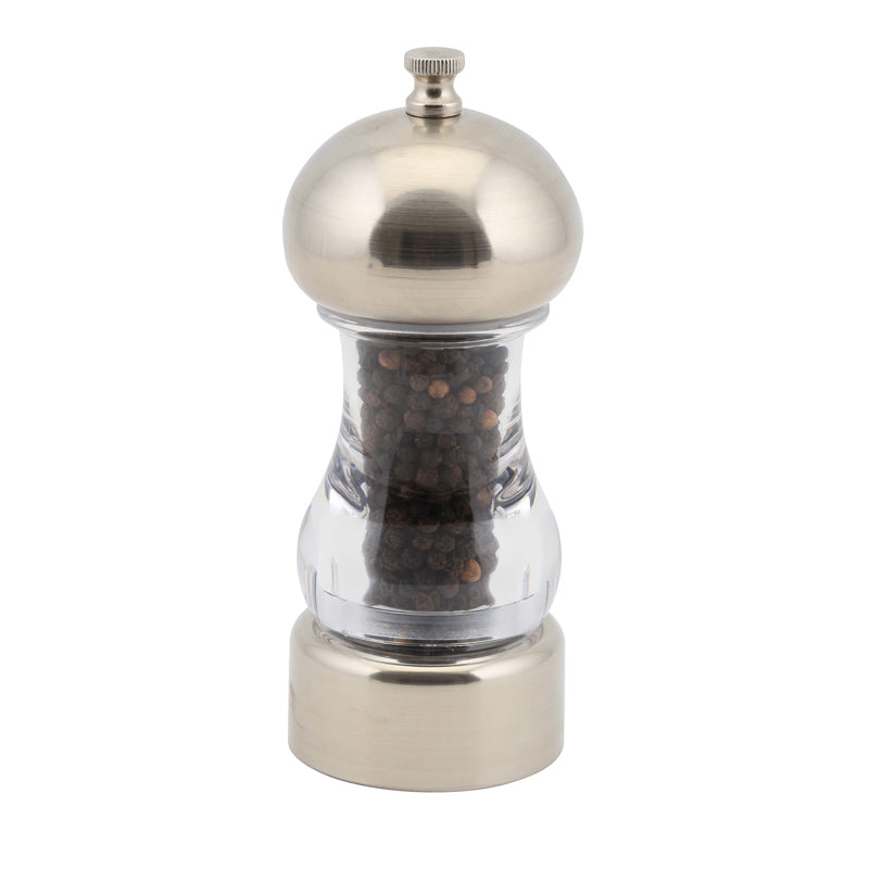 Genware Chrome & Acrylic Salt or Pepper Mill Grinder 14cm-5.5"