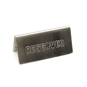 Genware Stainless Steel Table Reserved Sign 120x60mm