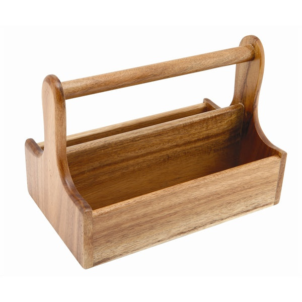 Genware Natural Acacia Wood Large Table Caddy 25x15.3cm