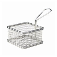 Genware Stainless Steel Square Serving Fry Basket 9.5x9.5x6cm
