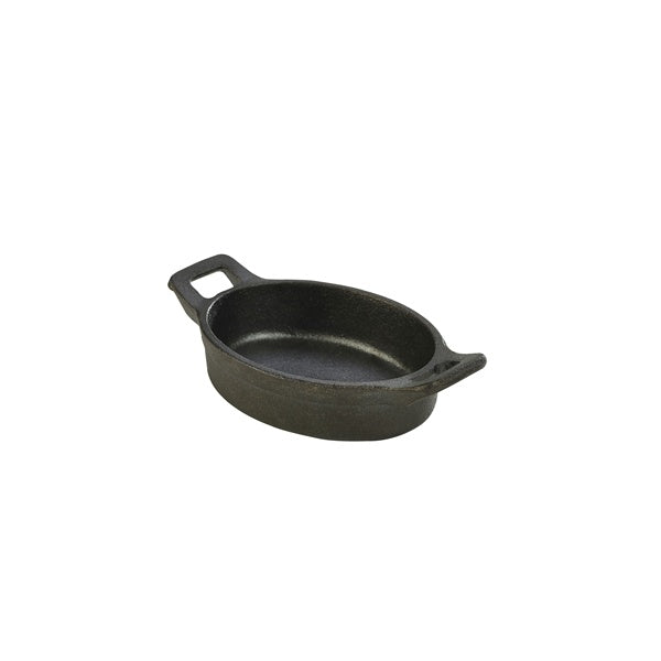 Genware Cast Iron Mini Oval Eared Dish 12x9x3cm