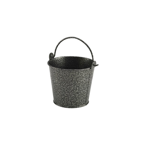 Genware Galvanised Steel Silver Serving Bucket Hammered 10cm Diameter