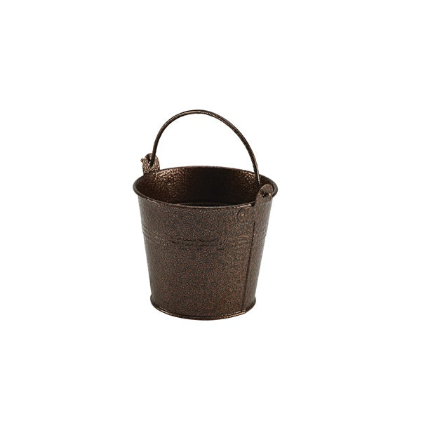 Genware Copper Galvanised Steel Serving Bucket Hammered 10cm Diameter