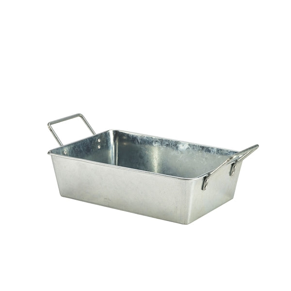 Genware Galvanised Steel Rectangular Serving Bucket 23x15x7cm