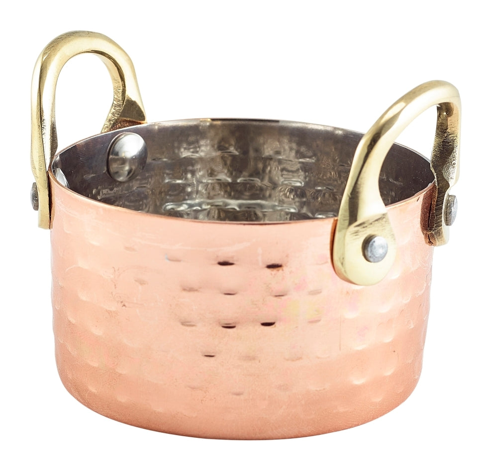 Genware Copper Casserole Dish Hammered 8.2cm Diameter