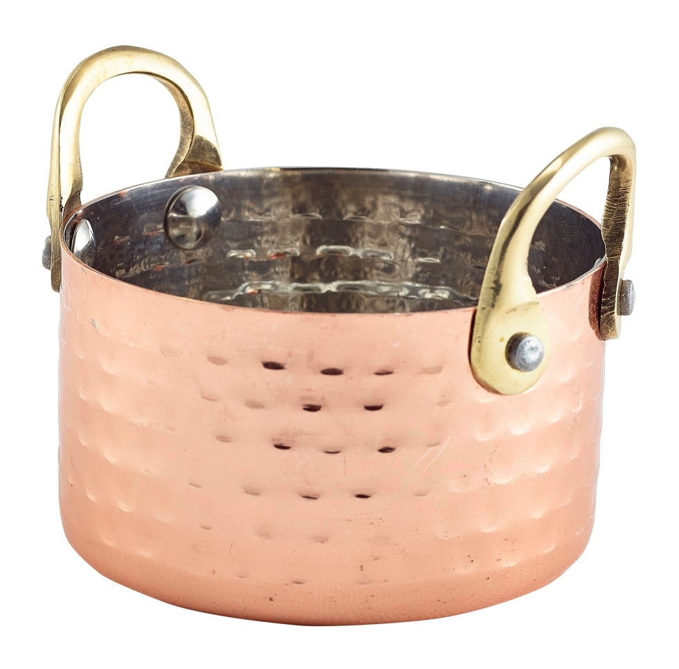 Genware Copper Casserole Dish Hammered 9.2cm Diameter