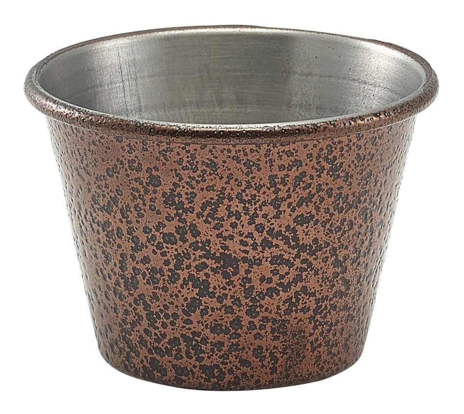 Genware Stainless Steel Ramekin Hammered Copper 7cl-2.5oz – Berties Direct