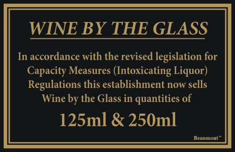 Berties Wine By The Glass Quantities 125/250ml 17x14cm