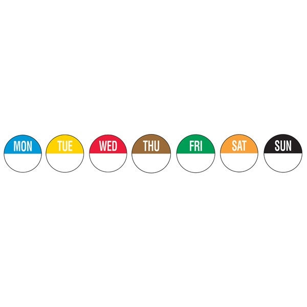Berties 19mm 7 Days Removable Day Labels