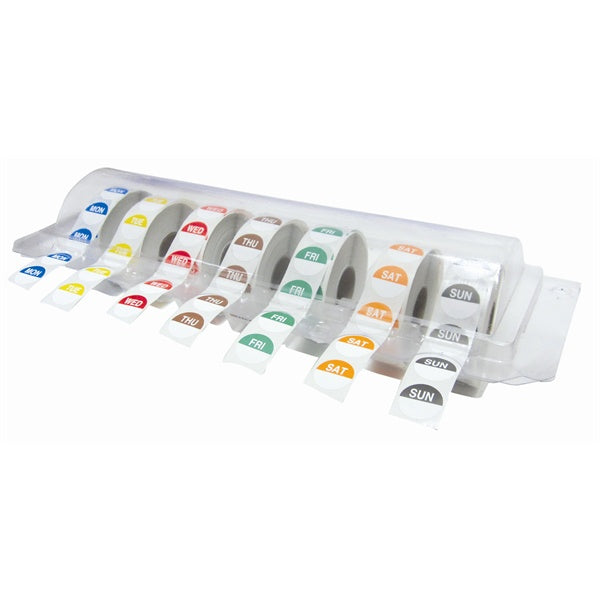 Berties 19mm 7 Days Labels With Dispenser