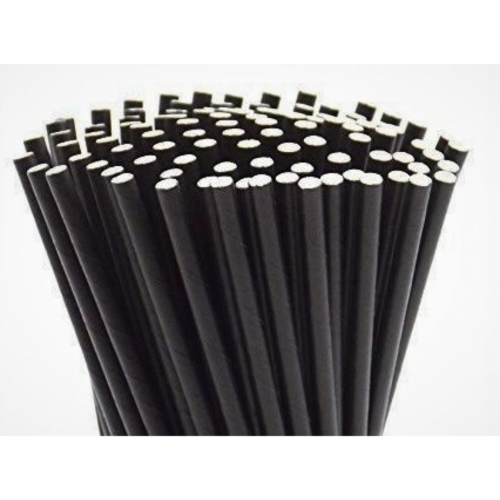 Berties Paper Straw 8" Black