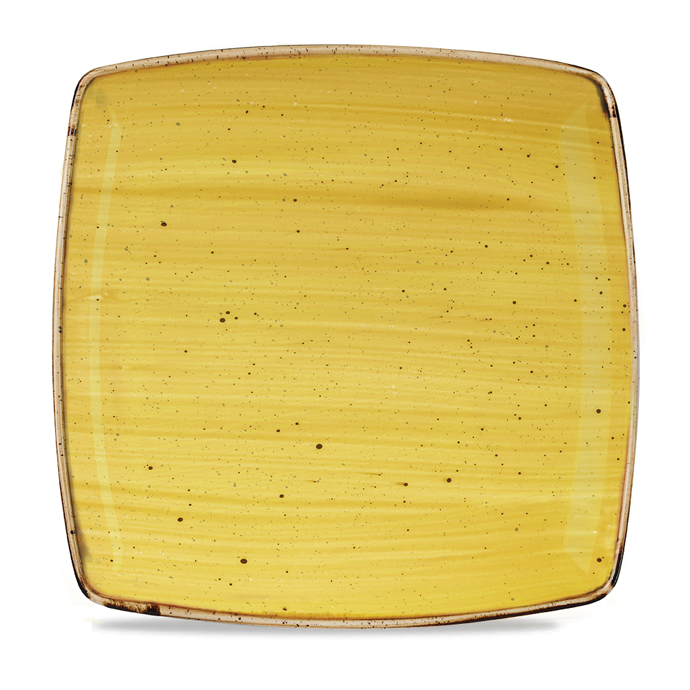 Churchill Stonecast Deep Square Plate Mustard Yellow 26.8cm-10.6"