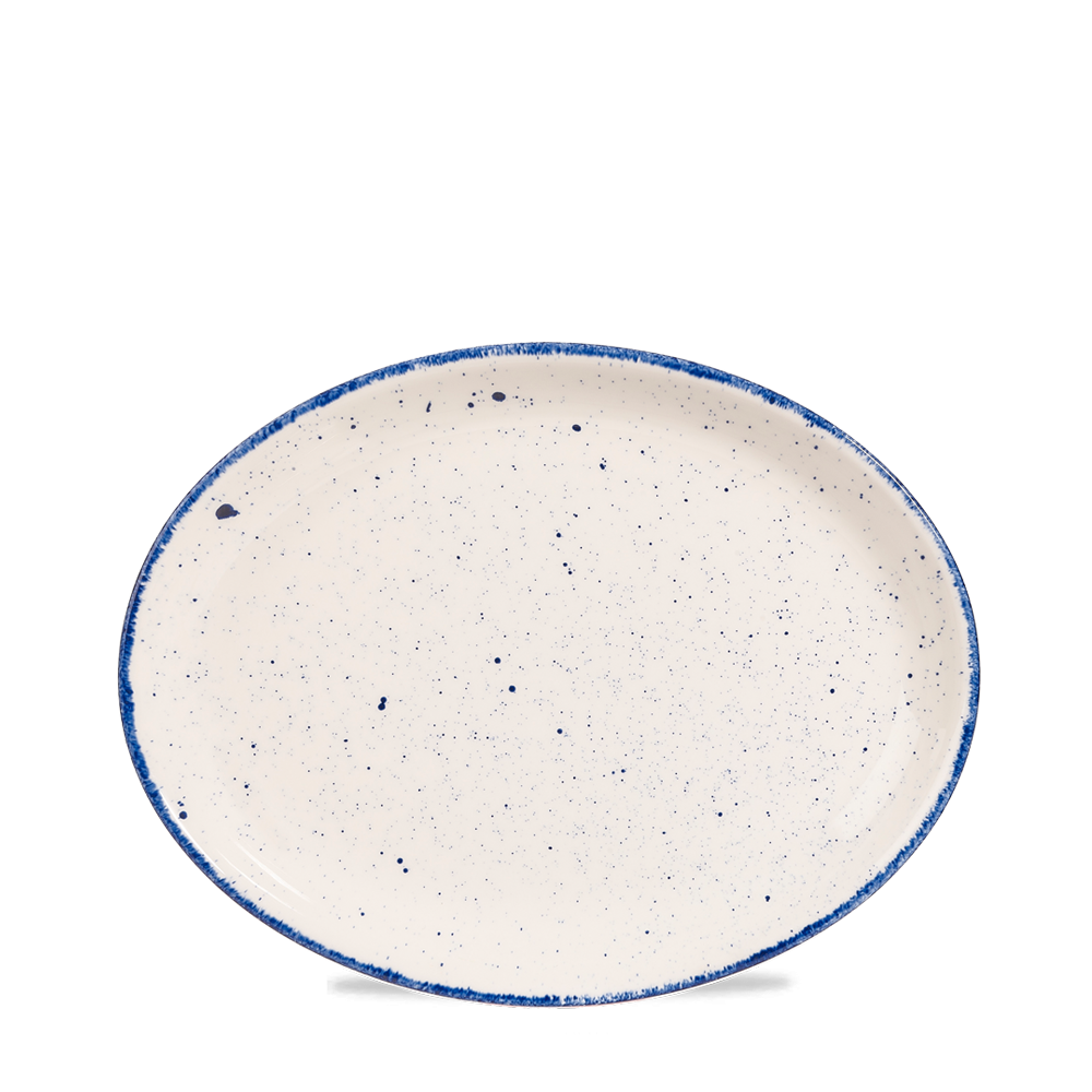 Churchill Stonecast Hints Oval Plate Indigo Blue 25.4cm-10"