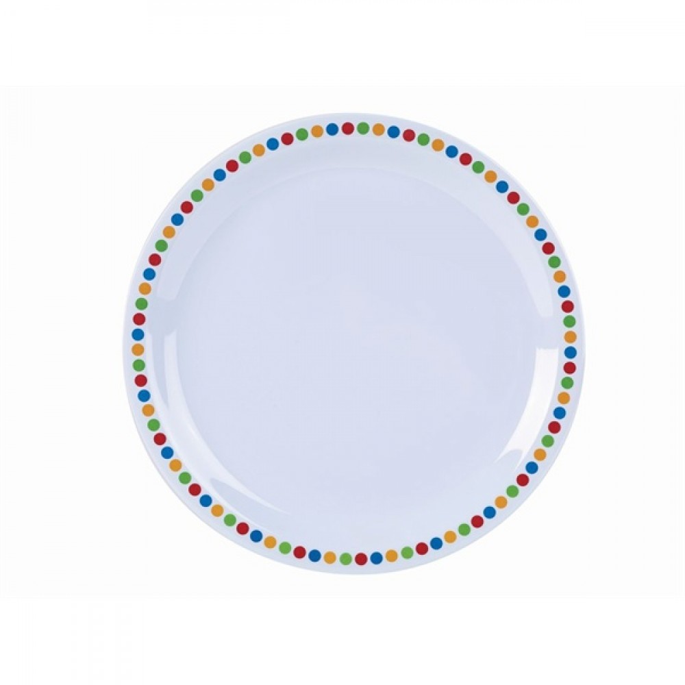 Genware Melamine Narrow Rim Plate Coloured Circles 23cm/9"