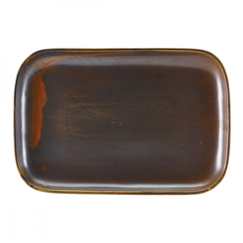 Terra Porcelain Rectangular Plate Rustic Copper 34.5x23.5cm-13.6x9.25"