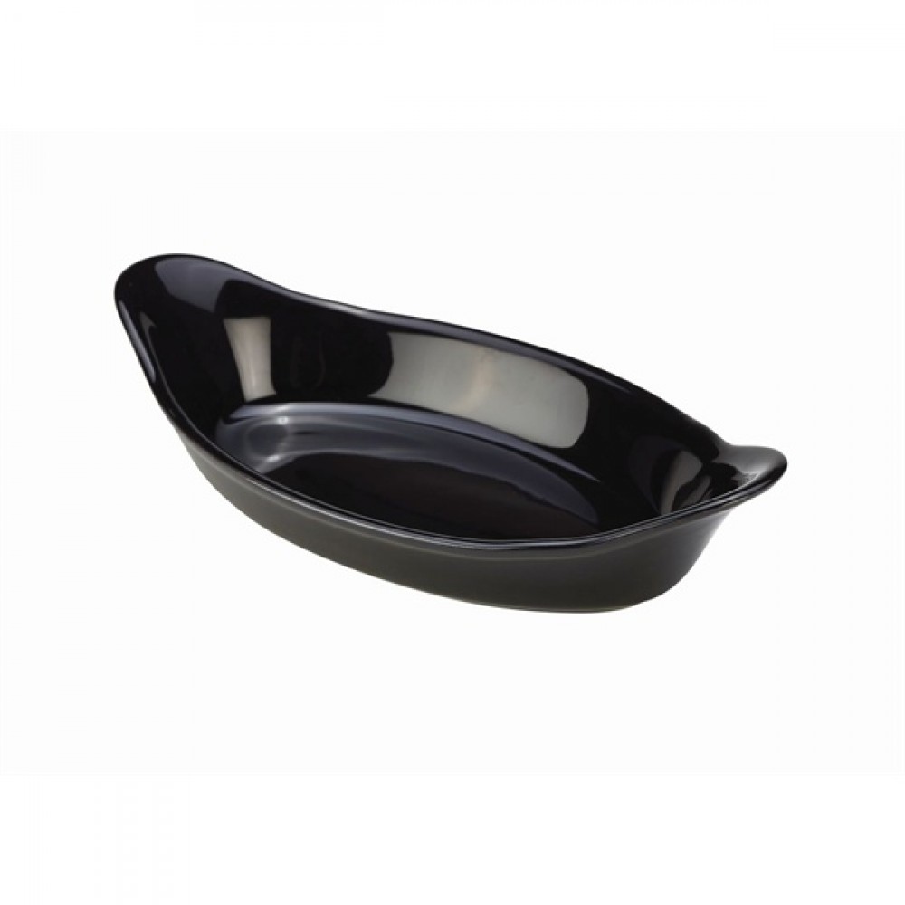 Genware Stoneware Oval Eared Dish Black 16.5cm/6.5"