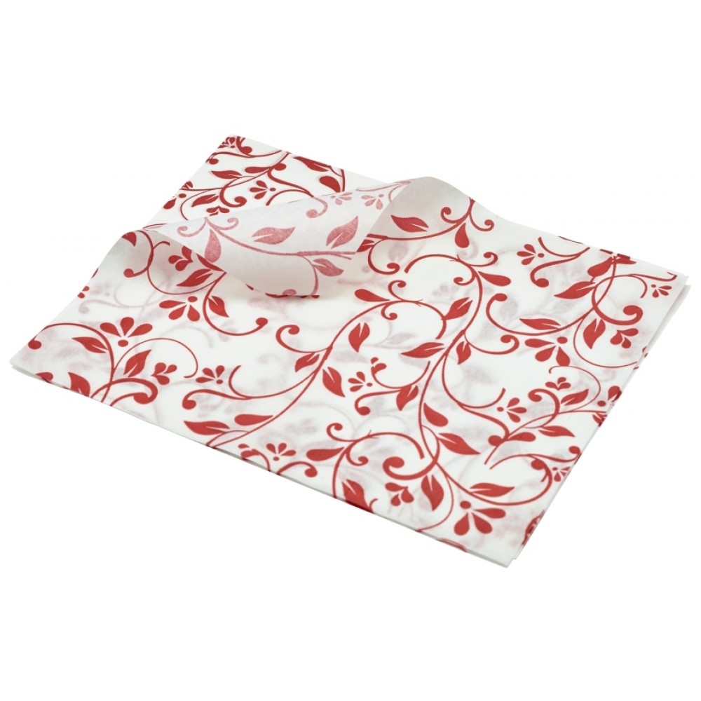 Berties Greaseproof Paper Floral Red 25x20cm