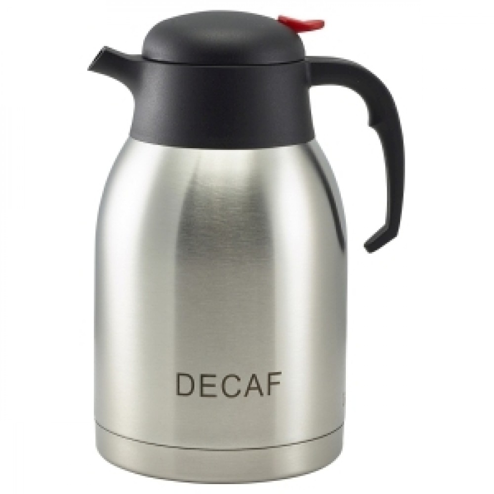 Genware Decaf Inscribed Stainless Steel Push Button Vacuum Jug 2L