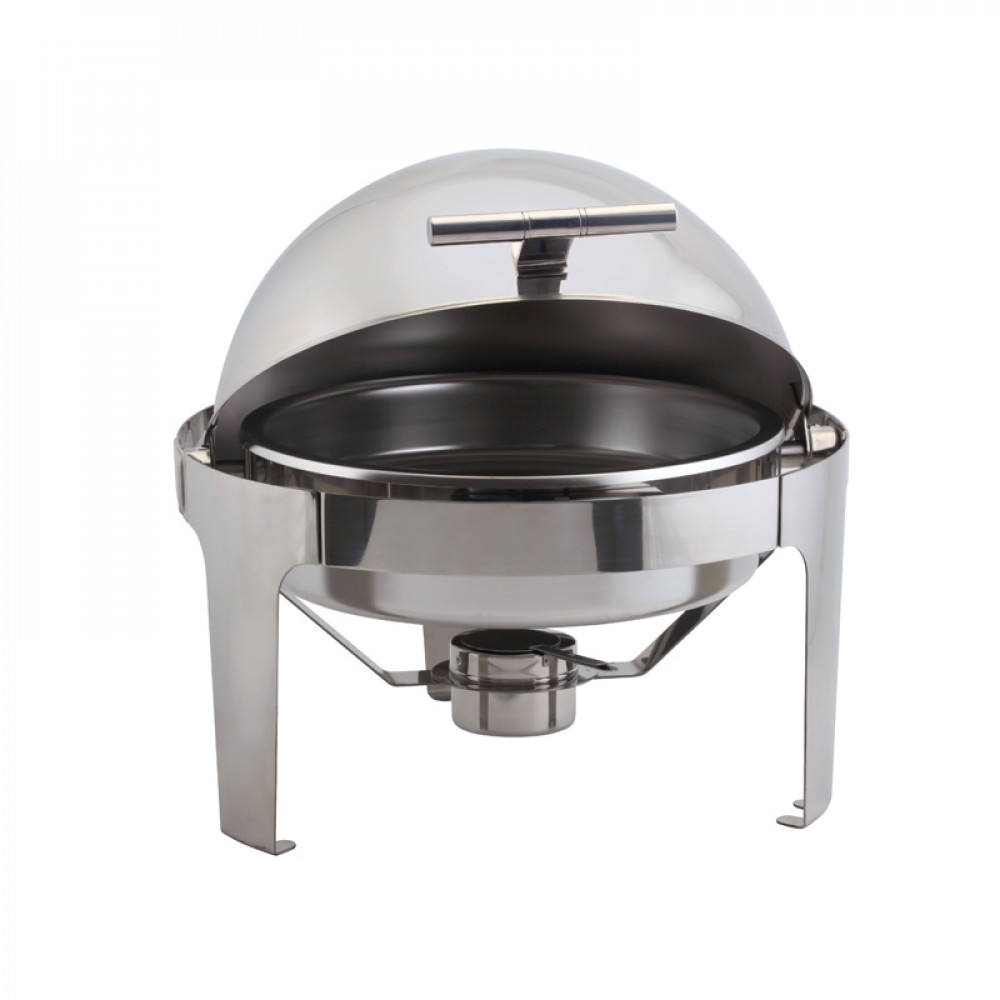 Genware Stainless Steel Roll Top Deluxe Round Chafing Dish 8.5L