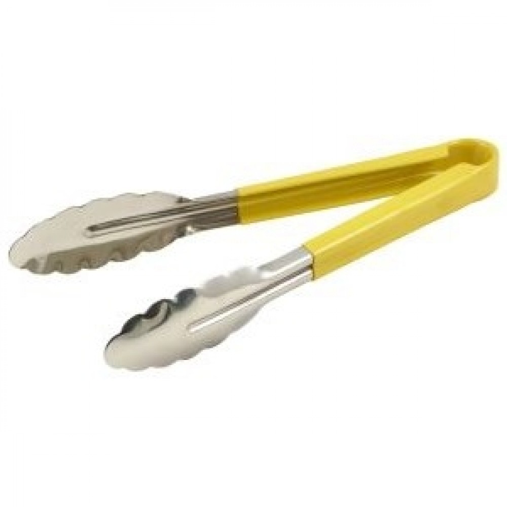 Genware Yellow Colour Coded All Purpose Tongs 230mm