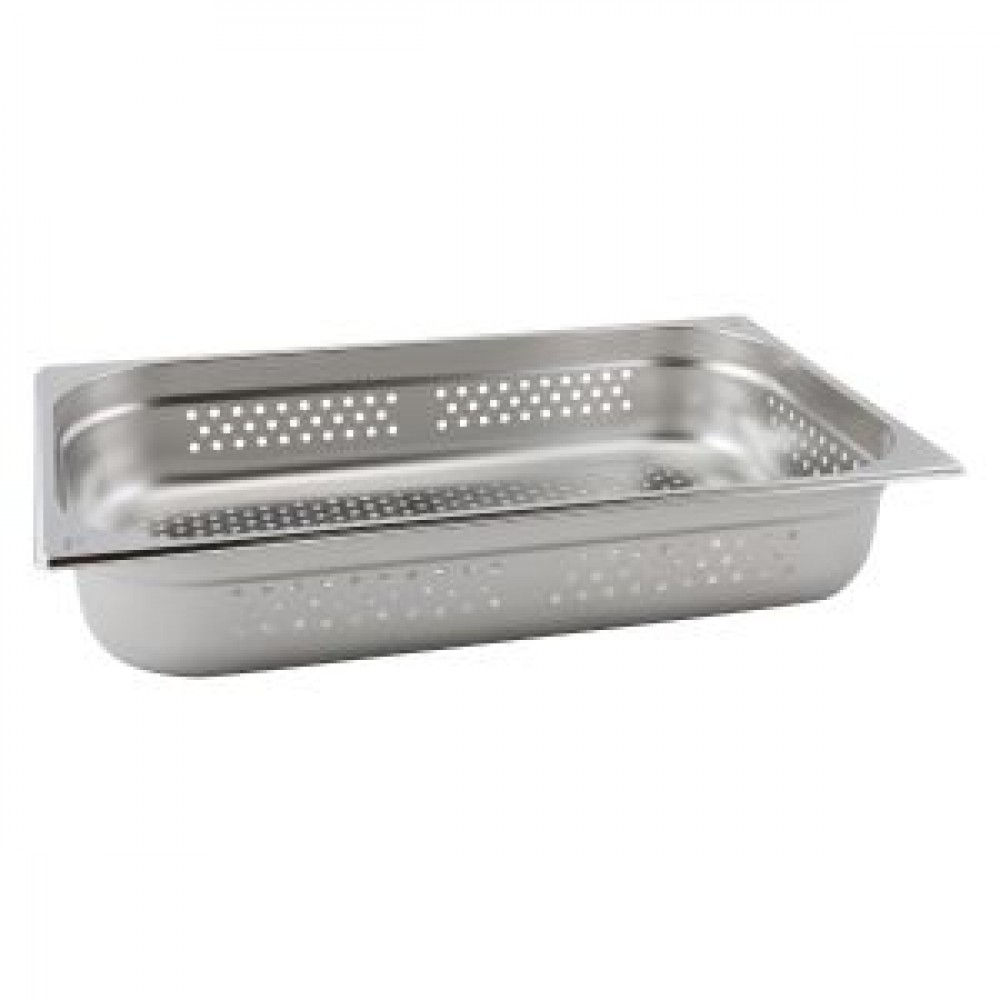 Genware Stainless Steel Perforated Gastronorm 1-1 100mm Deep