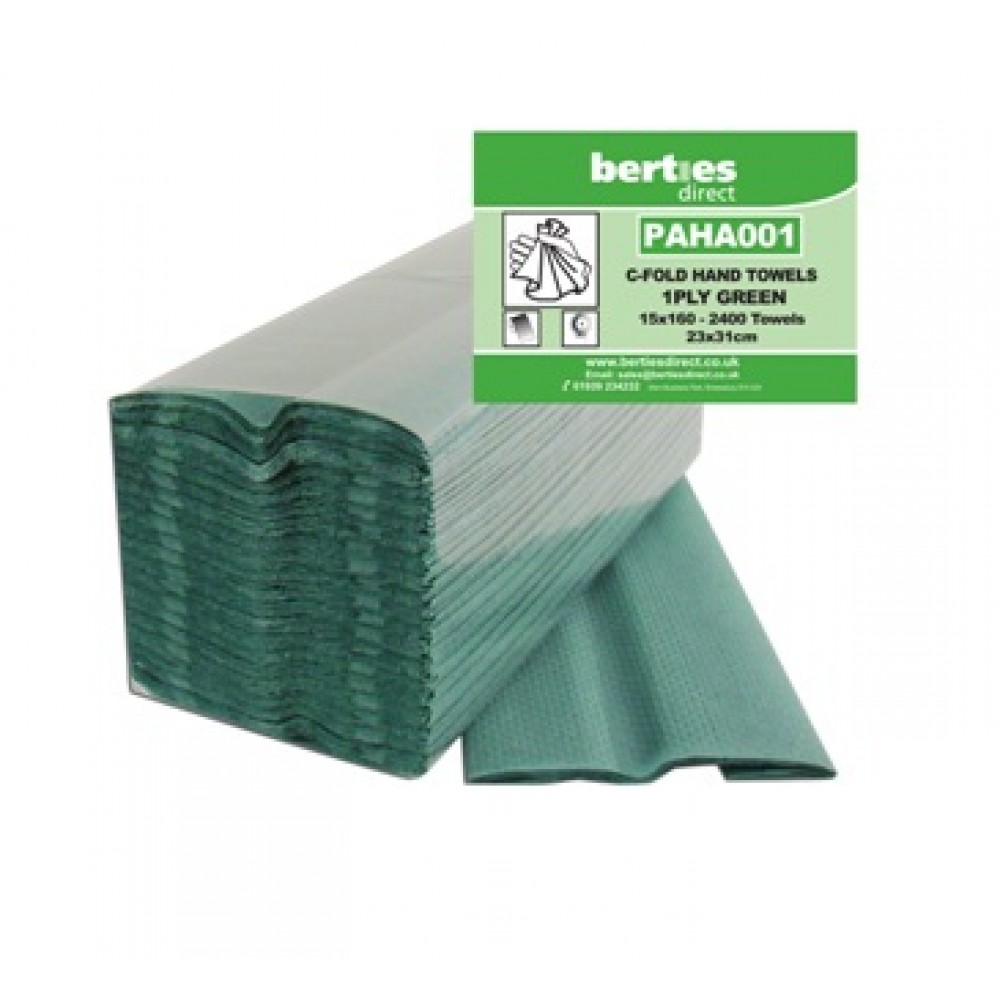 Berties C-Fold Standard Hand Towels 1 ply Green
