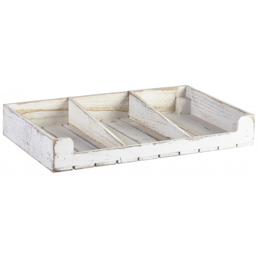 Genware Wooden Crate Rustic White Wash 53x32x8cm