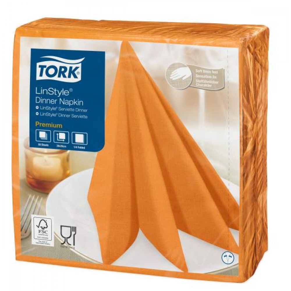 Tork Linstyle Orange Dinner Napkin 39cm