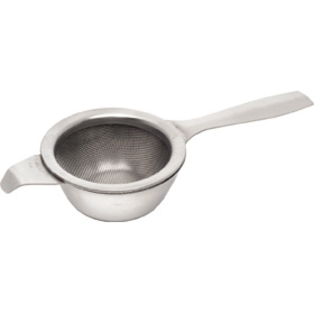 Genware Stainless Steel Tea Strainer and Bowl 140mm