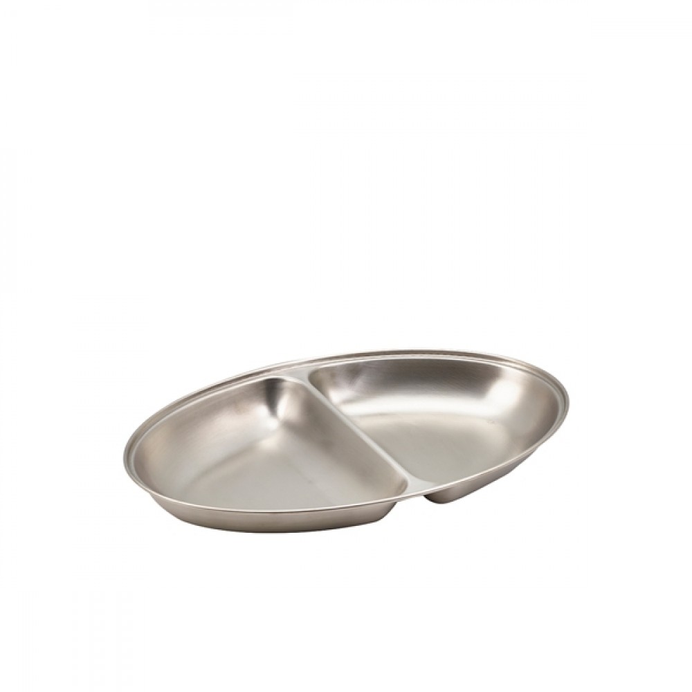 Genware Stainless Steel Vegetable Dish 2 Division 250mm