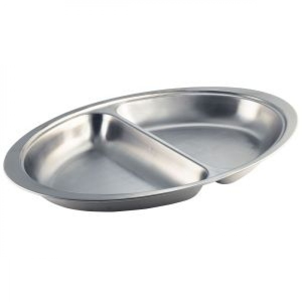 Genware Stainless Steel Banquet Dish 2 Division 500mm
