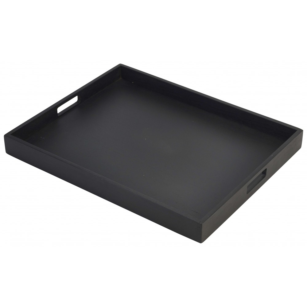 Genware Wooden Butlers Tray Black 49x38x4.5cm | Berties Direct
