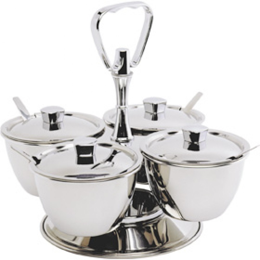 Genware Stainless Steel Relish Server 4 Bowl