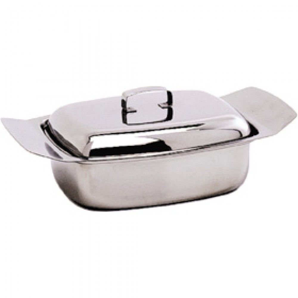 Genware Stainless Steel Butter Dish and Lid 250g