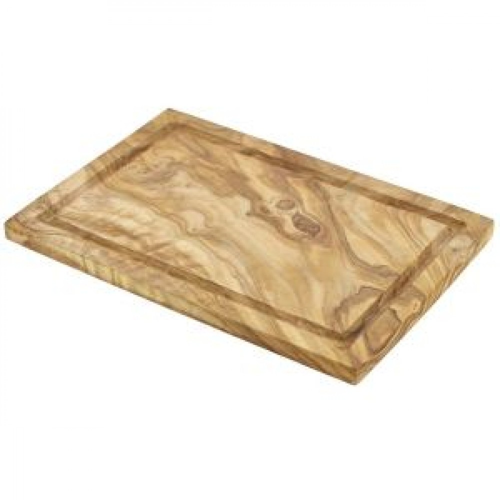 Genware Olive Wood Serving Board with Groove 30x20cm