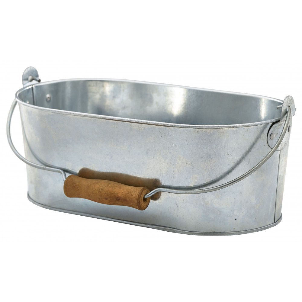 Genware Galvanised Steel Oval Table Caddy 28x15.5x10cm