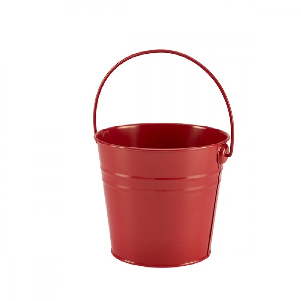 Genware Stainless Steel Red Serving Bucket 16cm Diameter