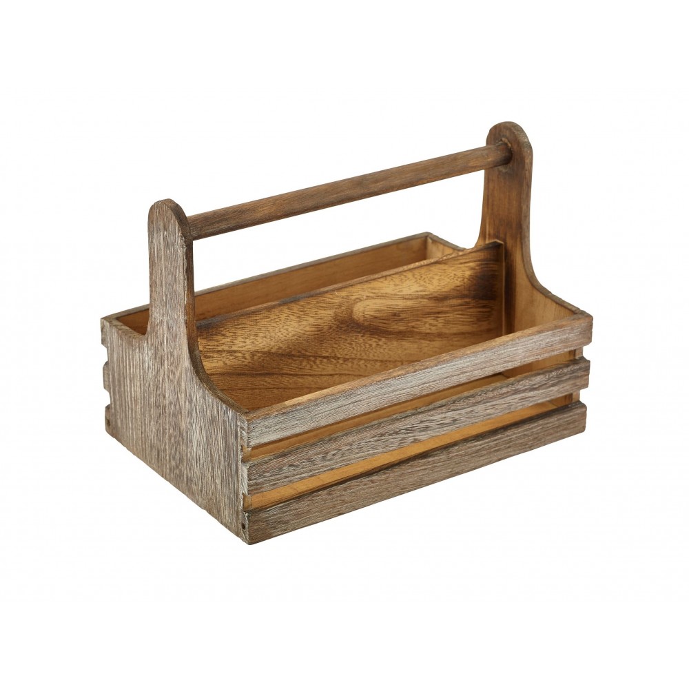 Genware Rustic Wooden Table Caddy Medium 20x15.3x18cm