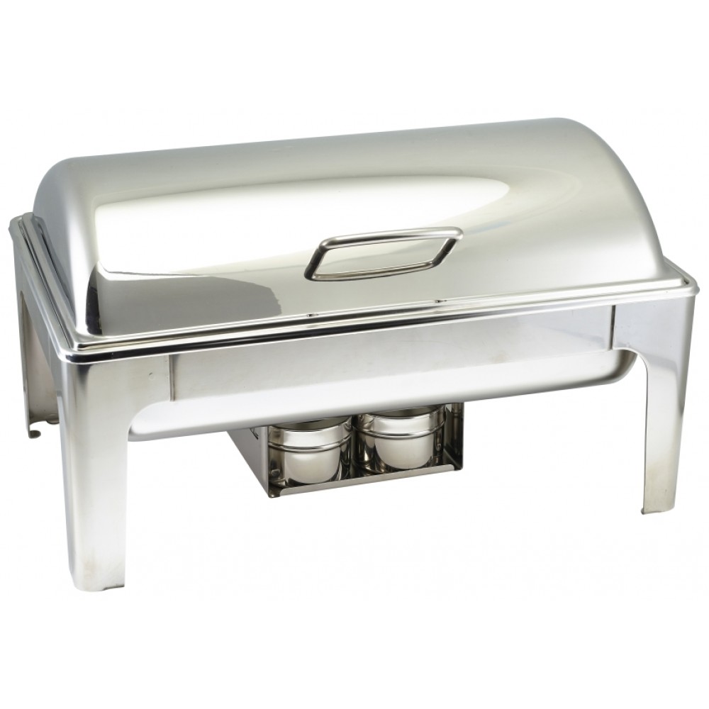 Genware Stainless Steel Roll Top Soft Close Chafing Dish 8.5L 