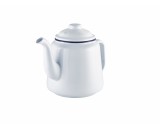 Berties White/Blue Rim Enamel Teapot 1.5L-52.75oz