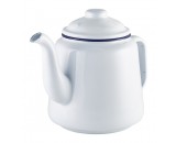 Berties Enamel Teapot White with Blue Rim 1L-35oz