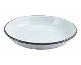 Berties Enamel Rice or Pasta Plate White with Grey Rim 20cm Diameter