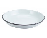 Berties Enamel Rice or Pasta Plate White with Grey Rim 24cm Diameter