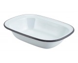 Berties Enamel Pie Dish White with Grey Rim 20x15cm