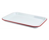 Berties Enamel Serving Tray White with Red Rim 33.5x23.5cm