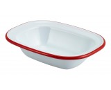Berties Enamel Pie Dish White with Red Rim 16x12cm