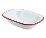 Berties Enamel Pie Dish White with Red Rim 20x15cm