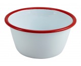 Berties Enamel Deep Pie Dish White with Red Rim 12cm Diameter
