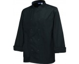 Genware Basic Stud Chef Jacket Long Sleeve Black XS 32"-34"