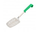 Genware Buffet Slotted turner Green Handle 340mm